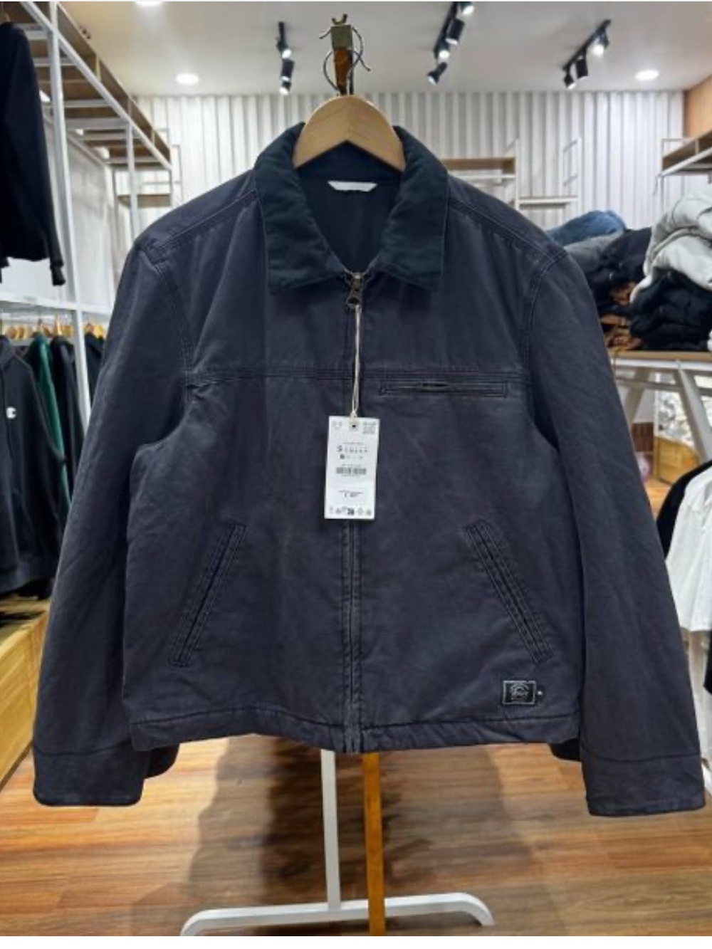 Zara Men's Charcoal Zip-Front Lightweight Jacket